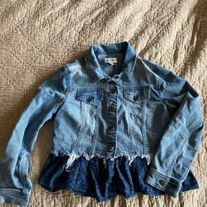 Adorable Denim Jacket with Frayed Hem
